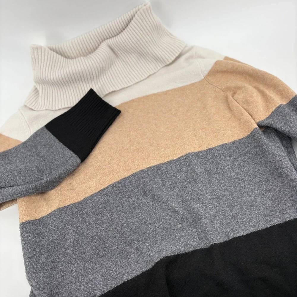 St John's Bay Sweater‎ Womens PXL Multicolor Good Colorblock Cowl Neck Knit